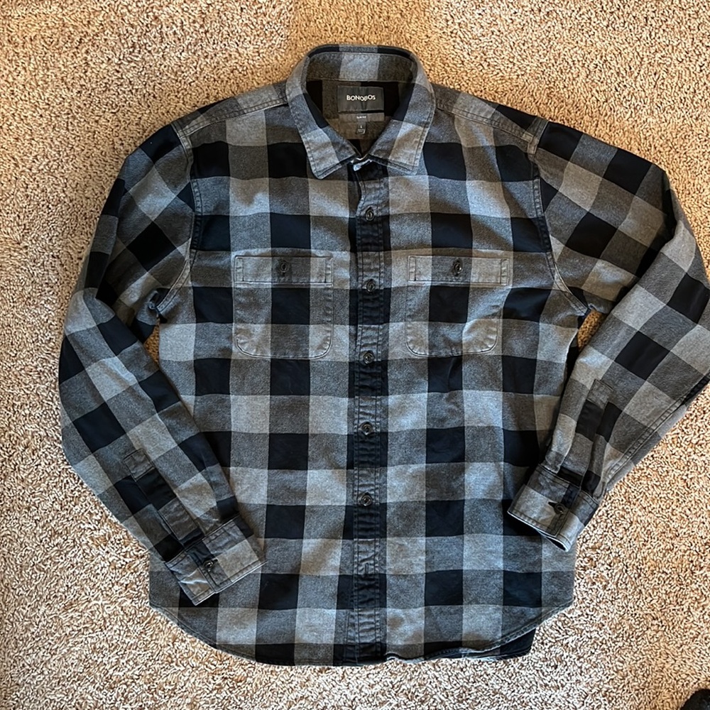 Bonobos Fieldhouse Flannel L slim buffalo plaid black